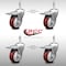 Service Caster 4 Inch SS Maroon Polyurethane 3/8 Inch Threaded Stem Caster Set Total Lock Brake SCC-SSTSTTL20S414-PPUB-MRN-381615-4 - alternate 1